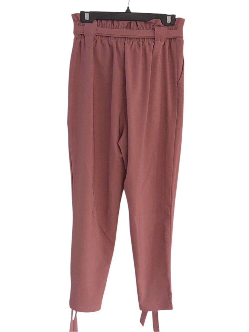 Grace Karin Pants Size Medium Mauve Tie Waist Tie Ankle - Picture 3 of 8